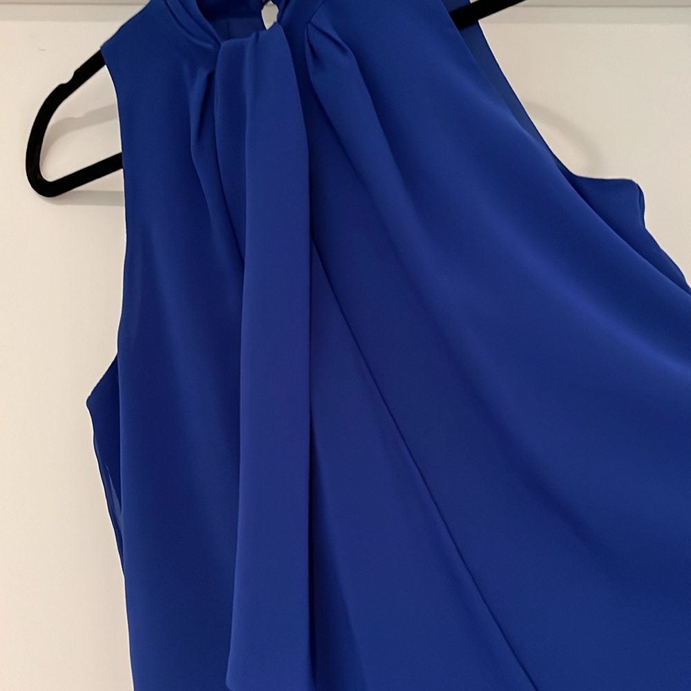 NWOTs Calvin Klein Royal Blue Chiffon Blouse Size Small - Picture 2 of 5